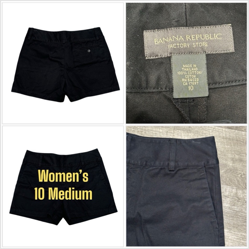 Women’s Banana Republic 10 Medium Black Twill Shorts High Rise 3 Pockets EUC